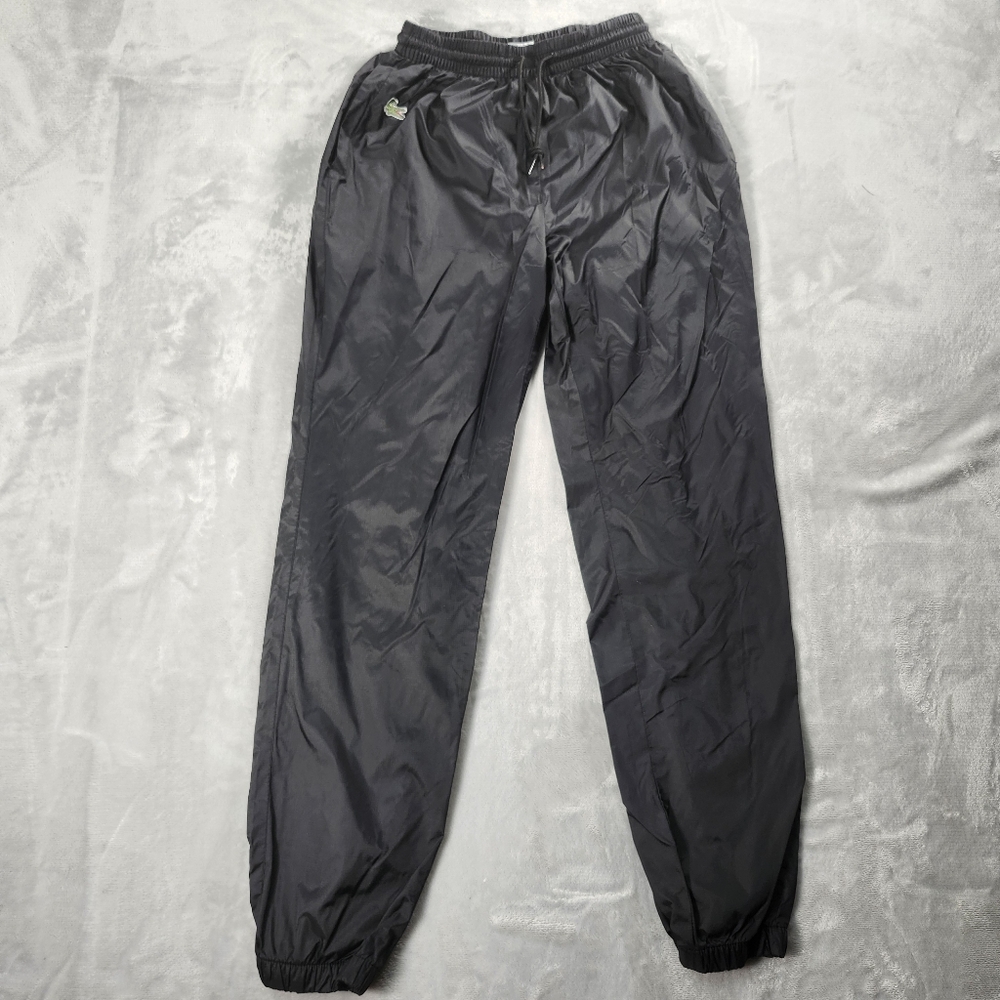 Lacoste Womens Track Pants Black Sz 6 Lightweight Windbreaker Joggers Mesh Lined
